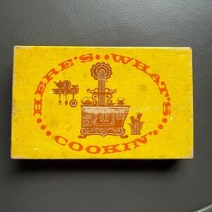 Vtg Blank Recipe Cards Heres Whats Cooking 3x5 w/Box Kitchen Kitsch Retro USA